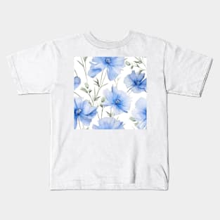 Watercolor Wildflower Chicory Flowers Pattern Kids T-Shirt